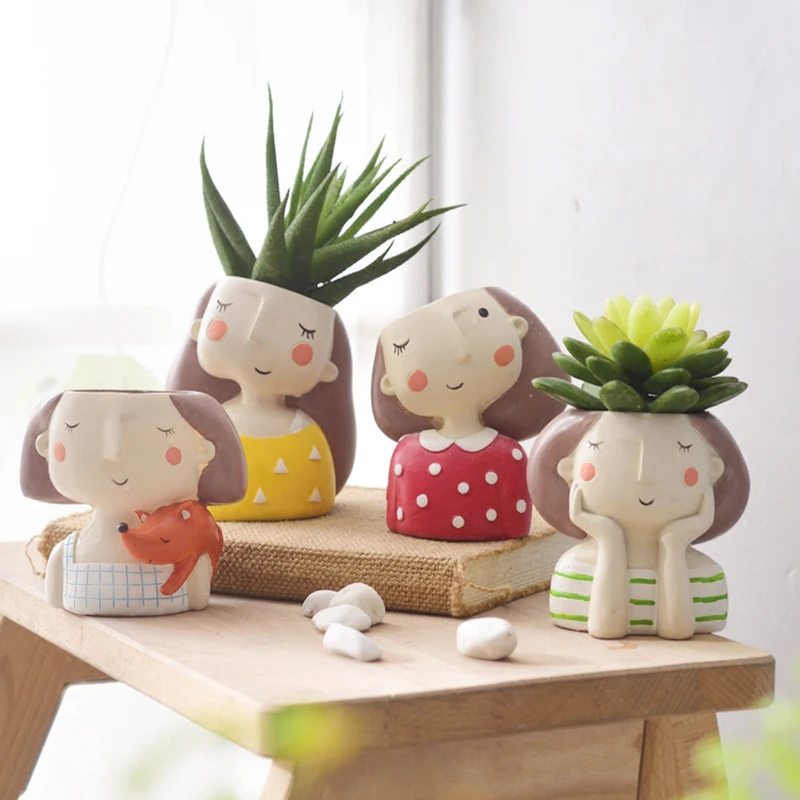Cactus Mix Pot - Etli kaktüs için güzel kız saksı,