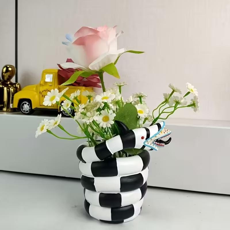 Snake Plant Ceramic - 1 Parça Siyah Beyaz Yılan Şeklinde