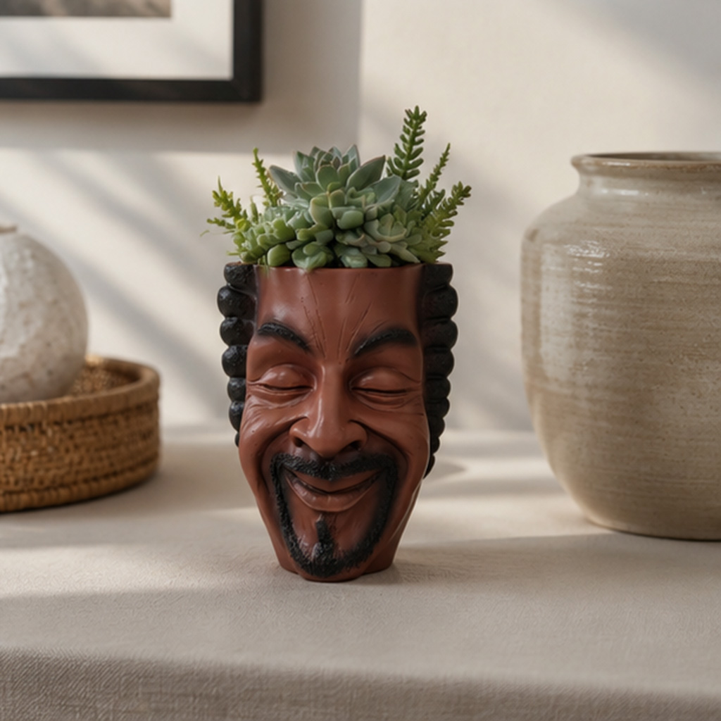 Snake Plant Ceramic - Estetik Yüz Şeklinde Saksı Reçine Çiçek