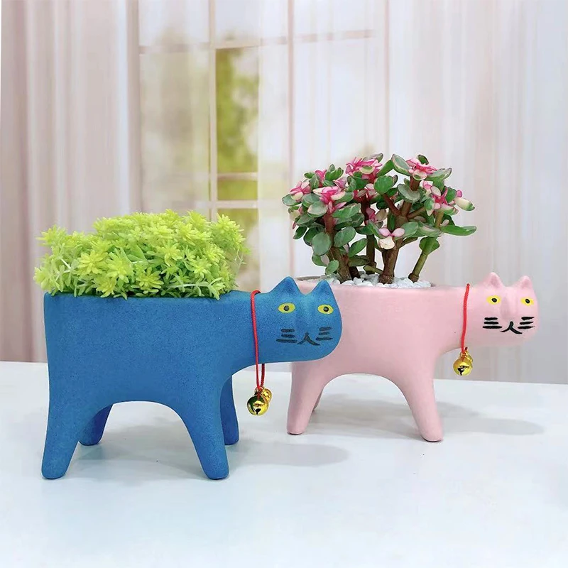 Cactus Mix Pot - Kedi saksı yaratıcı sevimli seramik kişilik