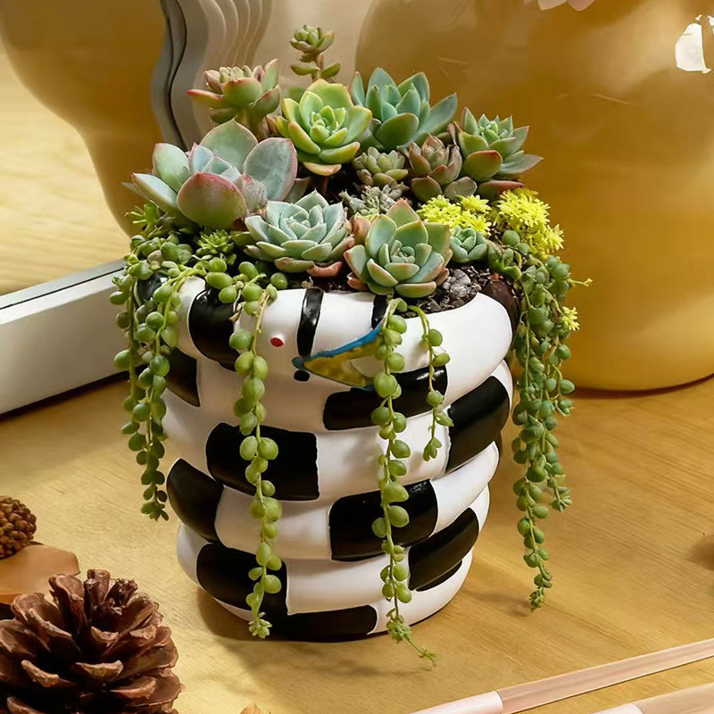 1 Parça Siyah Beyaz Yılan Şekl - Snake Plant Ceramic incelemesi ve fiyatı